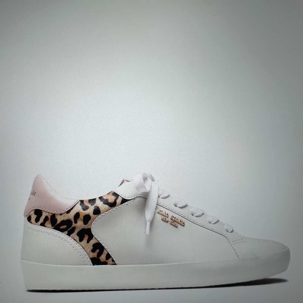 New in Box Kate Spade Ace Pink and Leopard Print Sneakers sz 6 .5 - Picture 5 of 14